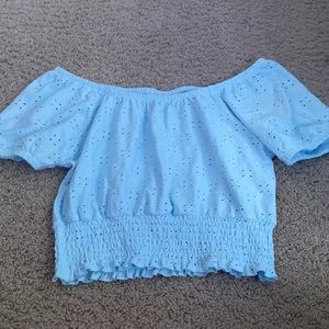 So cropped blue blouse stretchy medium
